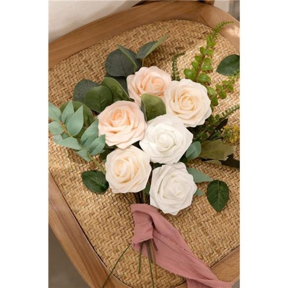 Artificial Flowers, 25Pcs Fake Rose Flowers Perfect for DIY Wedding Bouquets - Picture 4 of 6